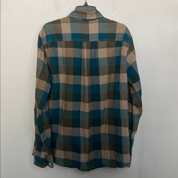 Eddie Bauer Classic Fit Plaid Button Down Shirt Blue/Tan Size XL Tall - Picture 3 of 7